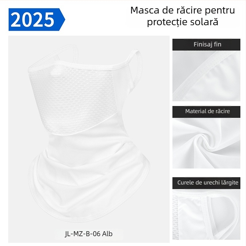 Mască de ciclism cu protecție UV, vară 2025, unisex, respirabilă, neagră, din material Ice Silk
