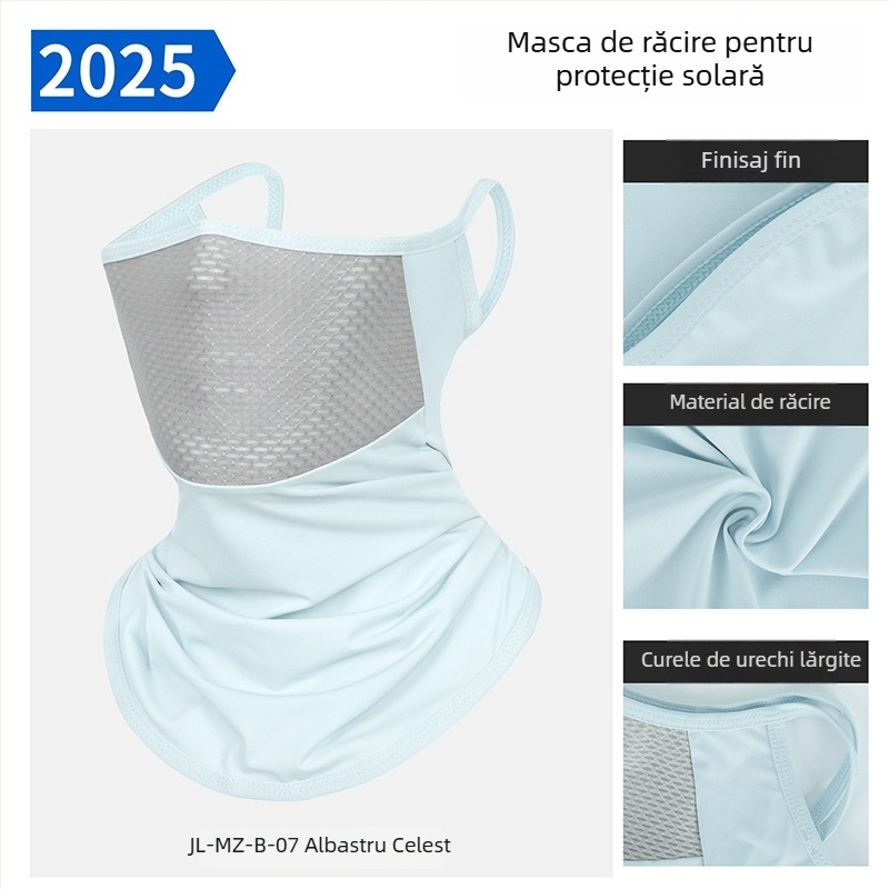 Mască de ciclism cu protecție UV, vară 2025, unisex, respirabilă, neagră, din material Ice Silk