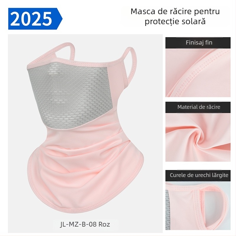 Mască de ciclism cu protecție UV, vară 2025, unisex, respirabilă, neagră, din material Ice Silk