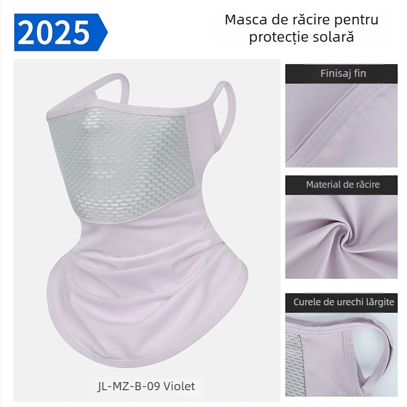 Mască de ciclism cu protecție UV, vară 2025, unisex, respirabilă, neagră, din material Ice Silk