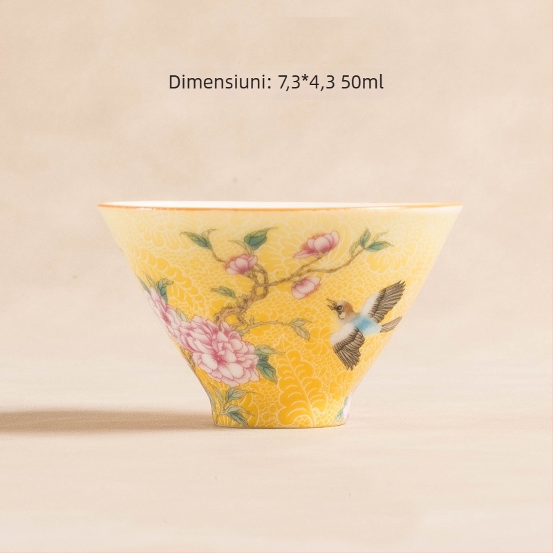 Set de ceai din porțelan emailat, 6 căni mici, set ceramic de înaltă calitate, în stil Palat