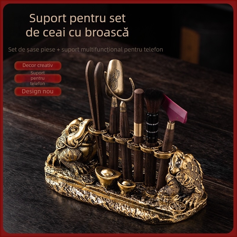 Set Gongfu pentru ceremonia ceaiului Six Gentlemen – accesorii de ceai de înaltă calitate, cleme pentru ceai și cuțit