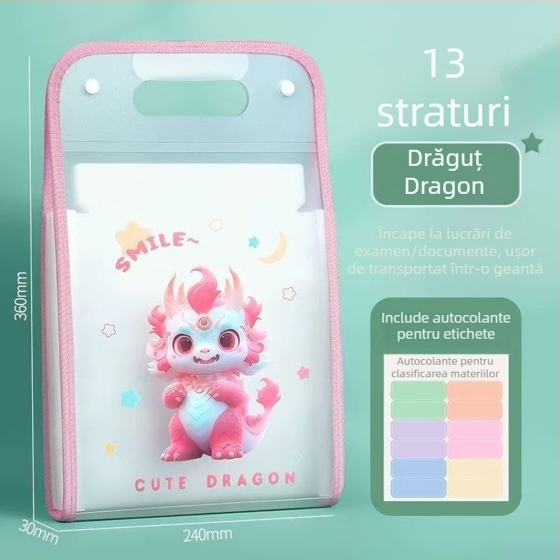 Mapă A4 portabilă în stil acordeon, cu multiple compartimente și capacitate mare