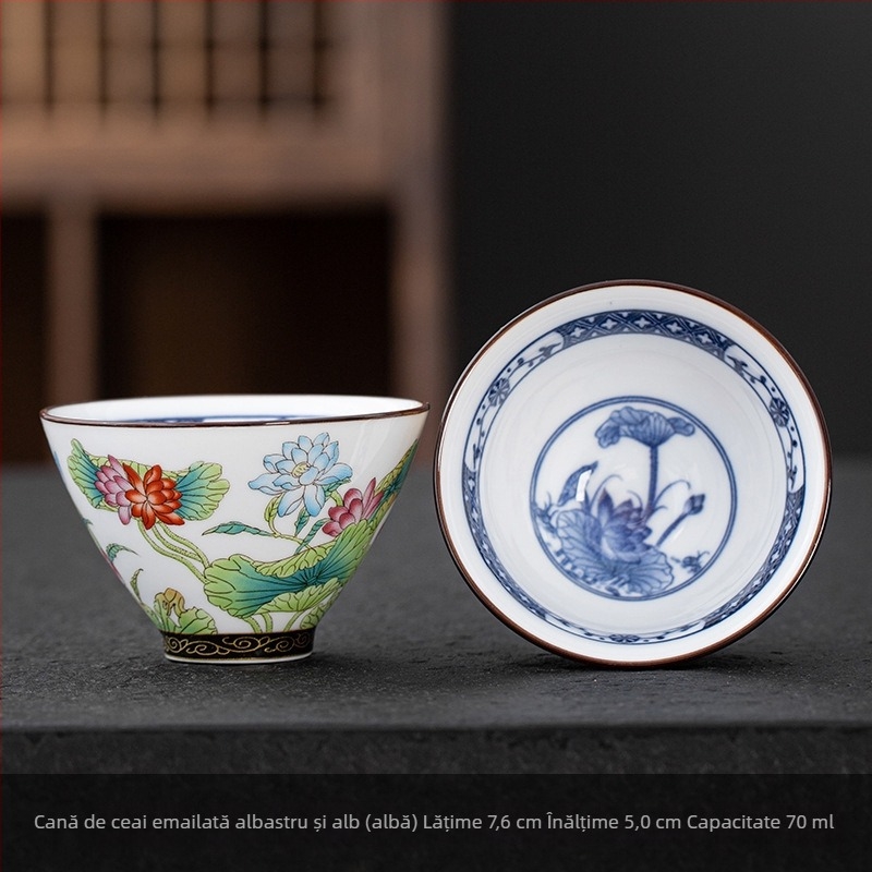 Ceașcă de ceai ceramică cu email Cloisonné floral, stil japonez, set Gongfu, ceașcă mare de degustare în cutie cadou
