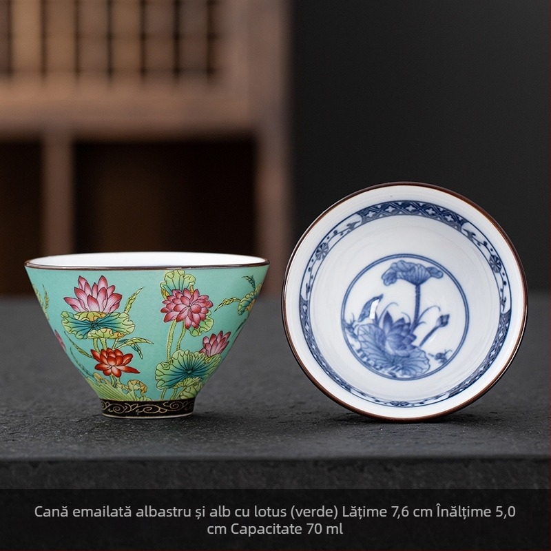 Ceașcă de ceai ceramică cu email Cloisonné floral, stil japonez, set Gongfu, ceașcă mare de degustare în cutie cadou