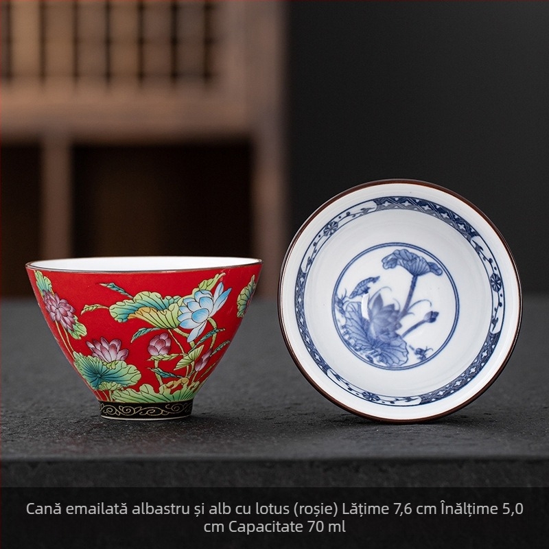 Ceașcă de ceai ceramică cu email Cloisonné floral, stil japonez, set Gongfu, ceașcă mare de degustare în cutie cadou