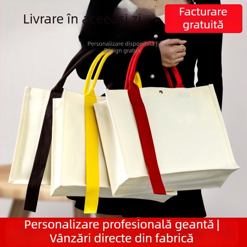 Geantă Tote din pânză, personalizată cu imprimare a logo-ului, ecologică, design 3D