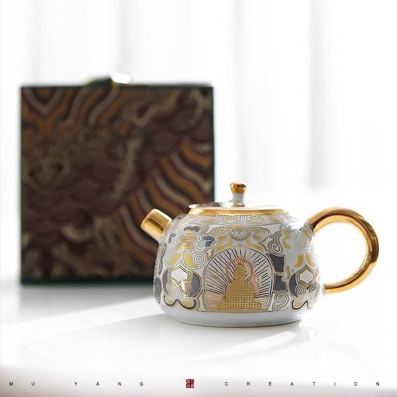 Maestrul Chen Desheng, set de ceai din argint, ceramic portabil, în cutie cadou