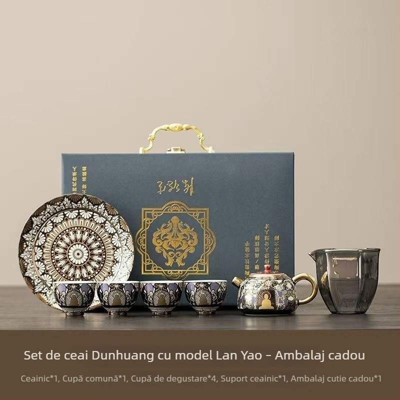 Maestrul Chen Desheng, set de ceai din argint, ceramic portabil, în cutie cadou