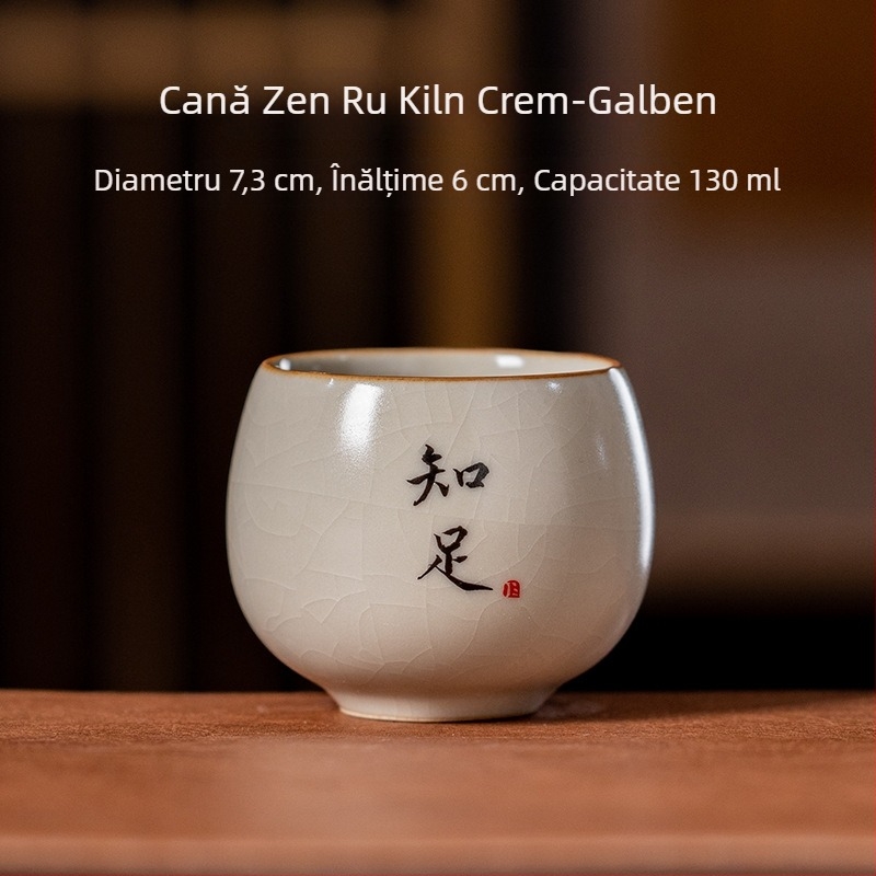 Bej din ceramică Ru kilns — ceșuță de ceai pentru ceremonia Gongfu personală