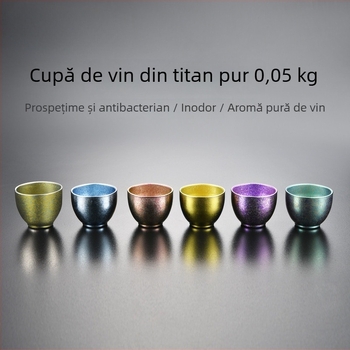 Set de cești din titan pur pentru vin, sake și ceai – pereți dubli izolați, pahar de degustare, pahar de maestru, serviciu de ceai, cadou de afaceri