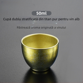 Set de cești din titan pur pentru vin, sake și ceai – pereți dubli izolați, pahar de degustare, pahar de maestru, serviciu de ceai, cadou de afaceri