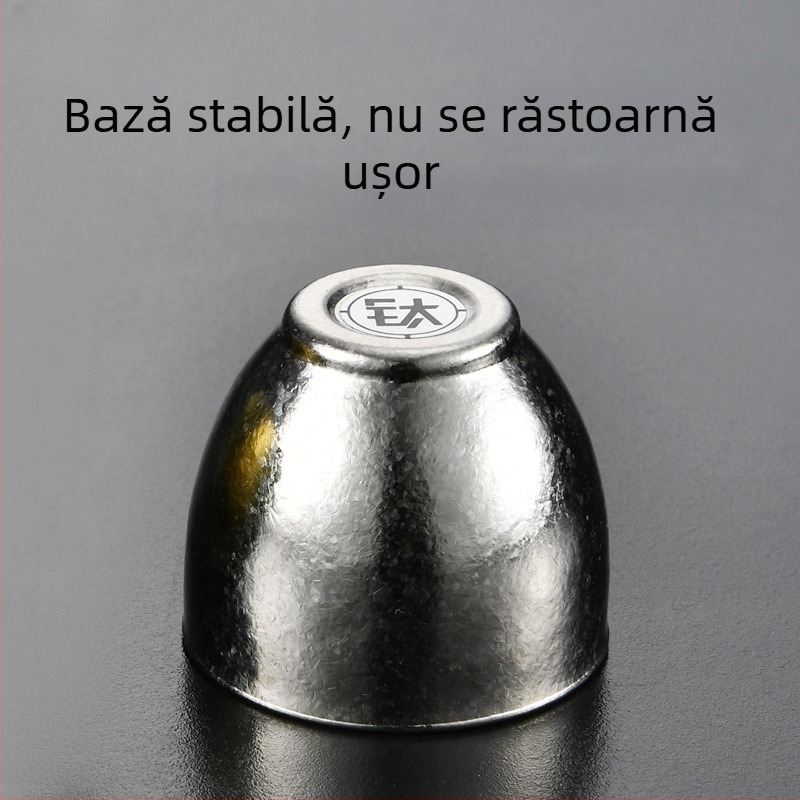 Set de cești din titan pur pentru vin, sake și ceai – pereți dubli izolați, pahar de degustare, pahar de maestru, serviciu de ceai, cadou de afaceri
