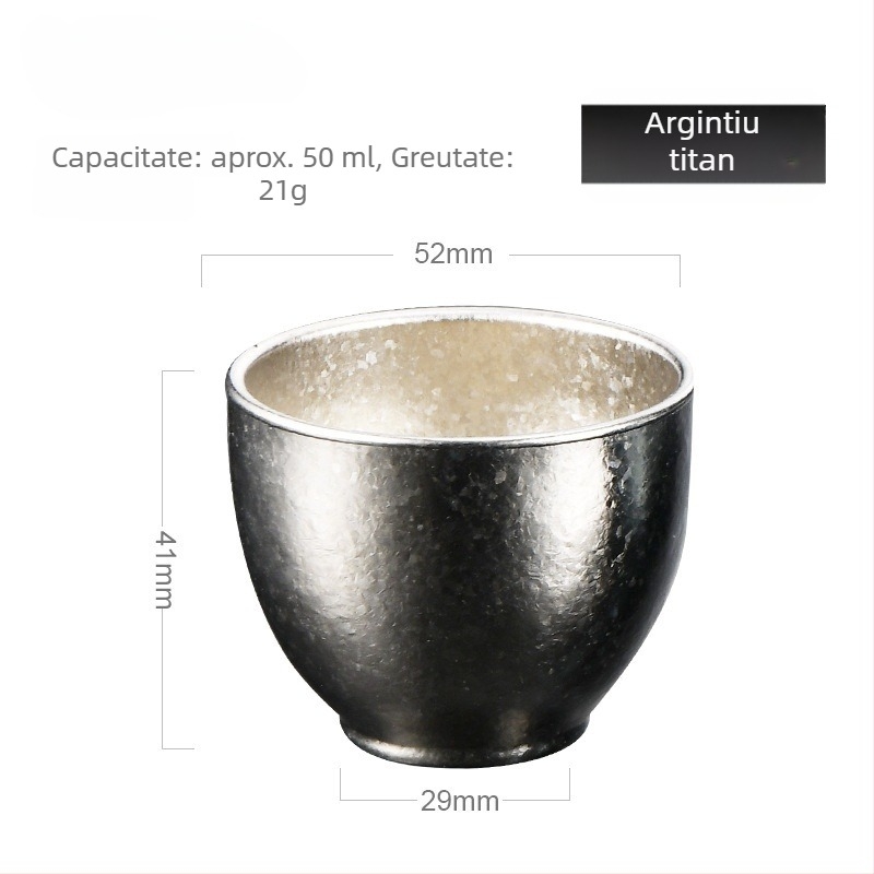 Set de cești din titan pur pentru vin, sake și ceai – pereți dubli izolați, pahar de degustare, pahar de maestru, serviciu de ceai, cadou de afaceri