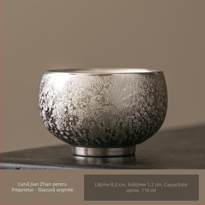 Cească de ceai Jianzhan placată cu aur și argint, ceramică chineză, stil retro luxos