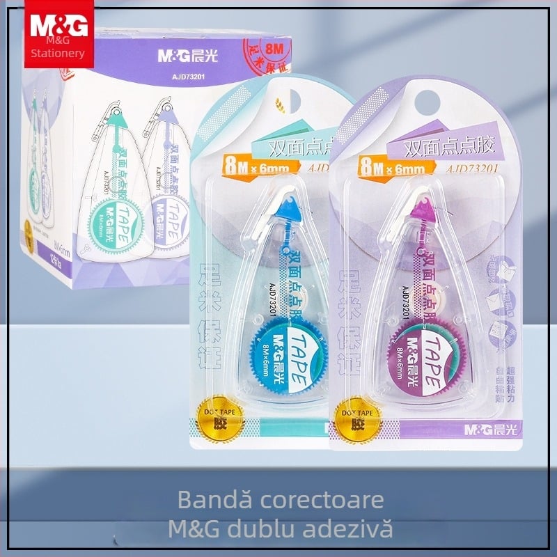Bandă corectoare dublă 6 mm, transparentă, 8 m lungime, pentru școală și birou, fără pete