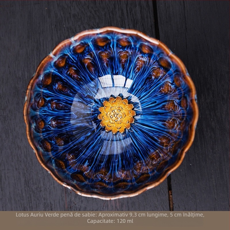 Pereche de cești de ceai cu lotus Dunhuang, ceramic Gongfu, set cadou