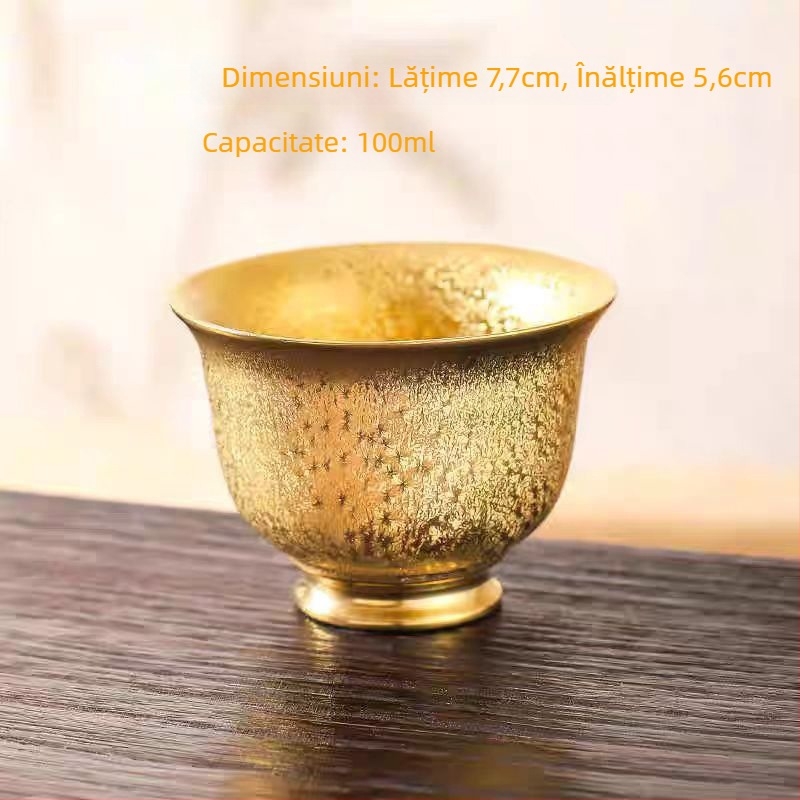 Ceașcă aurită cu motif frunză; Ceașcă de ceai placată cu aur; Ceașcă ceramică de degustare; Ceașcă de cristal cu diamant; Set de ceai cu o singură ceașcă
