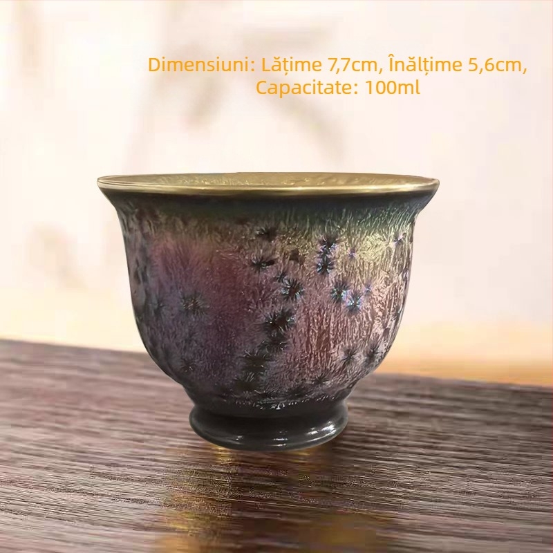 Ceașcă aurită cu motif frunză; Ceașcă de ceai placată cu aur; Ceașcă ceramică de degustare; Ceașcă de cristal cu diamant; Set de ceai cu o singură ceașcă