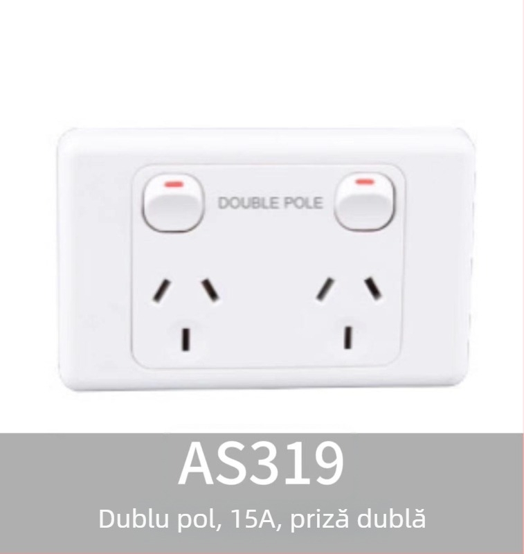 Panou întrerupător-priză, standard australian, tip 118, certificat SAA, priză exterioară pentru caravană