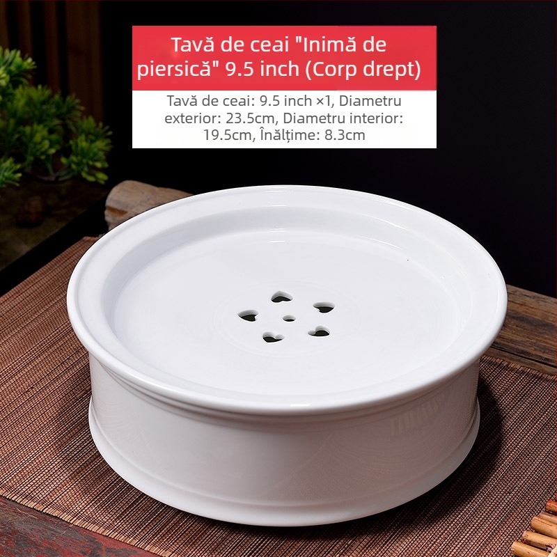 Set Chaoshan Gongfu pentru birou și casă – ceainic alb din porțelan, cești și farfurie de ceai, pentru 6 persoane