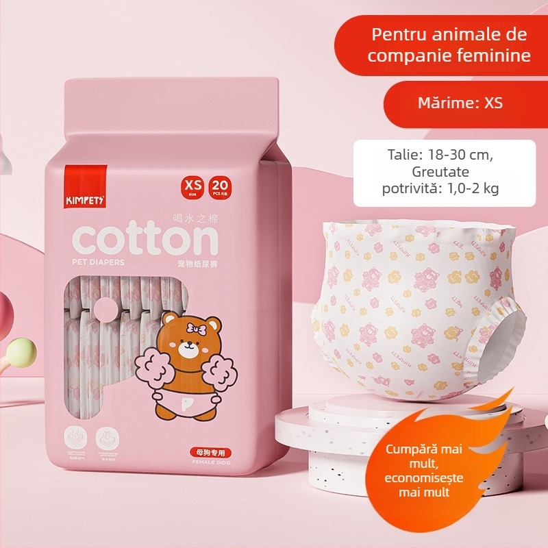 Scutece pentru câini și lenjerie igienică pentru cățeluși și câini adulți, material nețesut, pachet de 20 bucăți