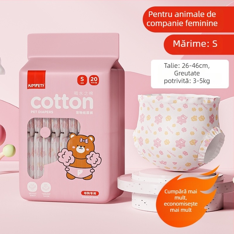 Scutece pentru câini și lenjerie igienică pentru cățeluși și câini adulți, material nețesut, pachet de 20 bucăți