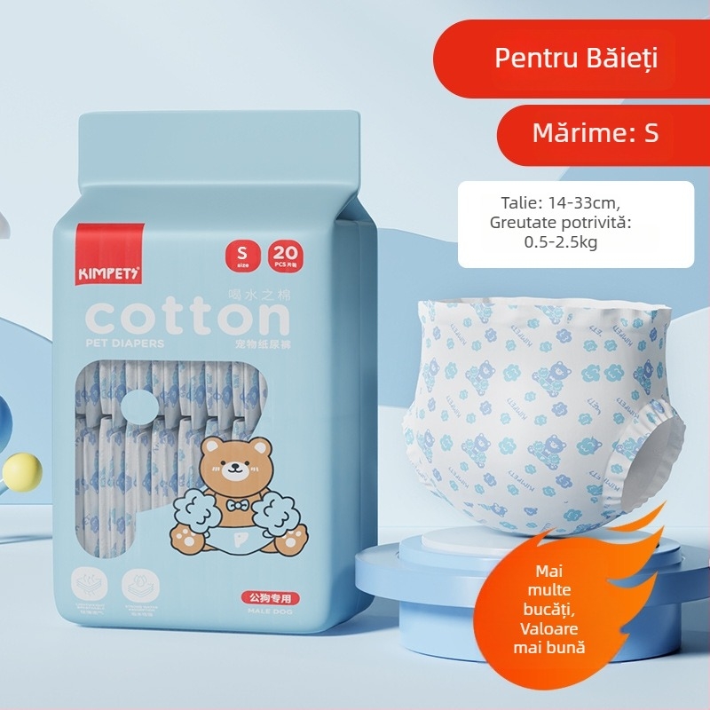 Scutece pentru câini și lenjerie igienică pentru cățeluși și câini adulți, material nețesut, pachet de 20 bucăți