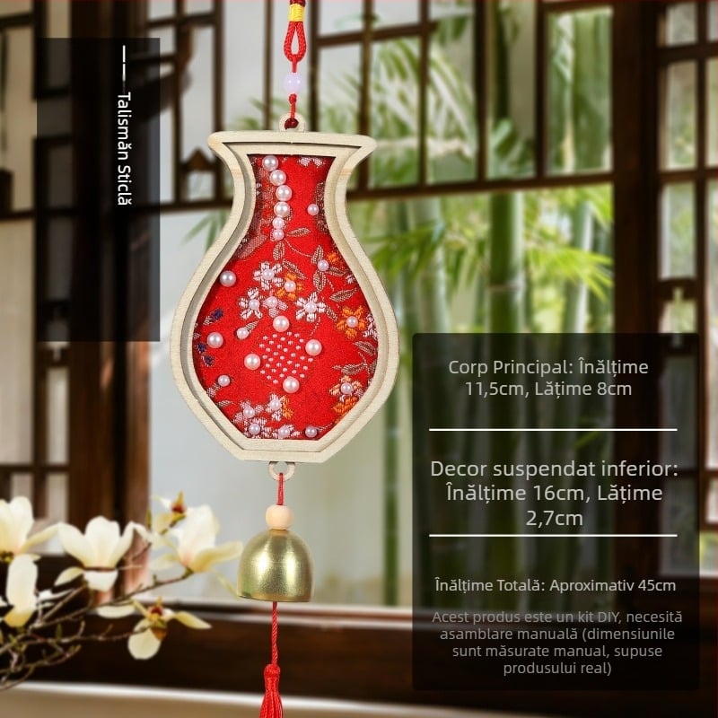 Kit DIY pentru pandantiv cu perle și brocart – decor în stil chinezesc nou, cadou