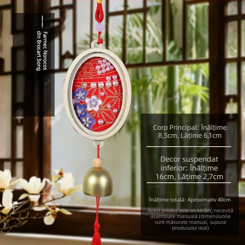 Kit DIY pentru pandantiv cu perle și brocart – decor în stil chinezesc nou, cadou