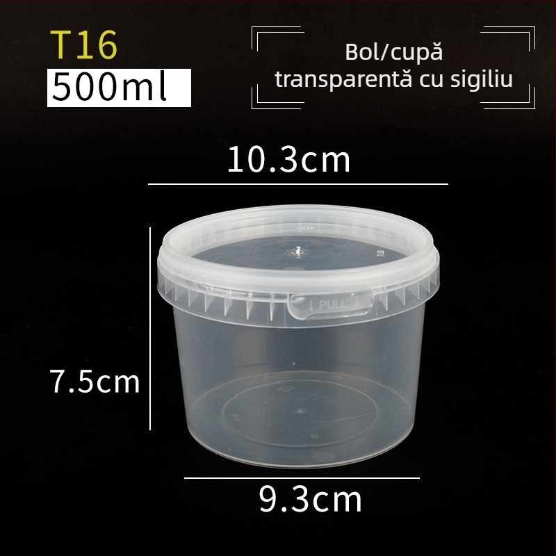 Cutie de prânz din plastic, cu capac încuietor, pentru la pachet; cupă de supă etanșă și bol, cutie pentru desert