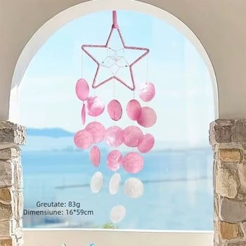 Set DIY cu scoici: clopot de vânt cu oglindă, dream catcher, lună — decor interior suspendat, realizare manuală