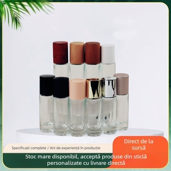 Sticluță de parfum din sticlă transparentă, 10 ml, cu capac snap-on, recipient portabil pentru reîncărcare, pulverizator de mică capacitate, design premium