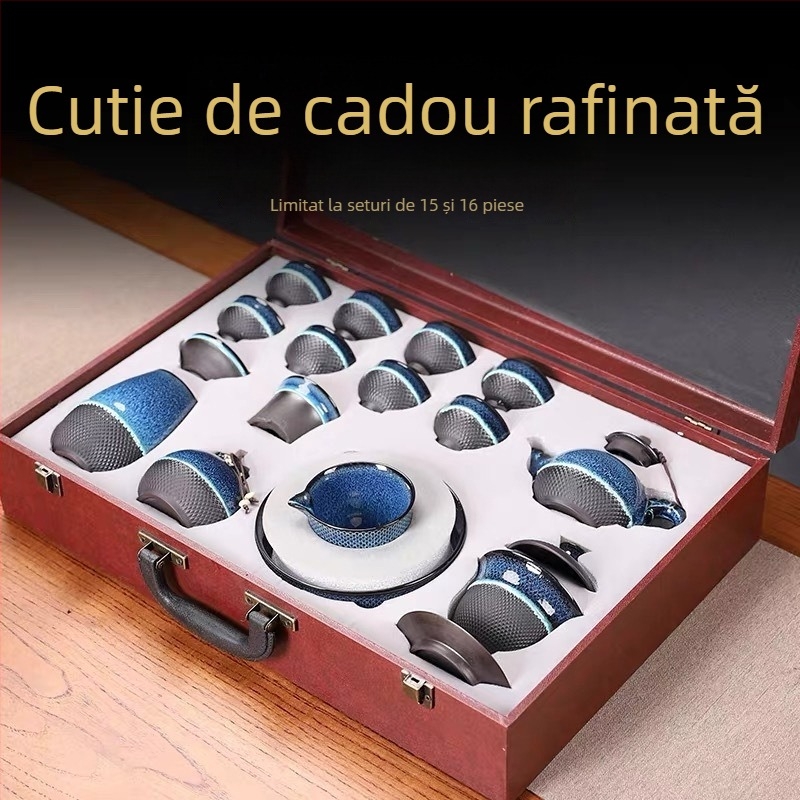 Set Jian Zhan pentru uz casnic — ceainic, cești de ceai și gaiwan ceramic