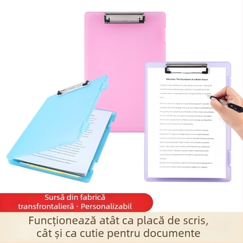 Cutie transparentă pentru fișiere A4 cu compartiment pentru pix, suprafață de scriere și cutie pentru documente, din PP rezistent la apă