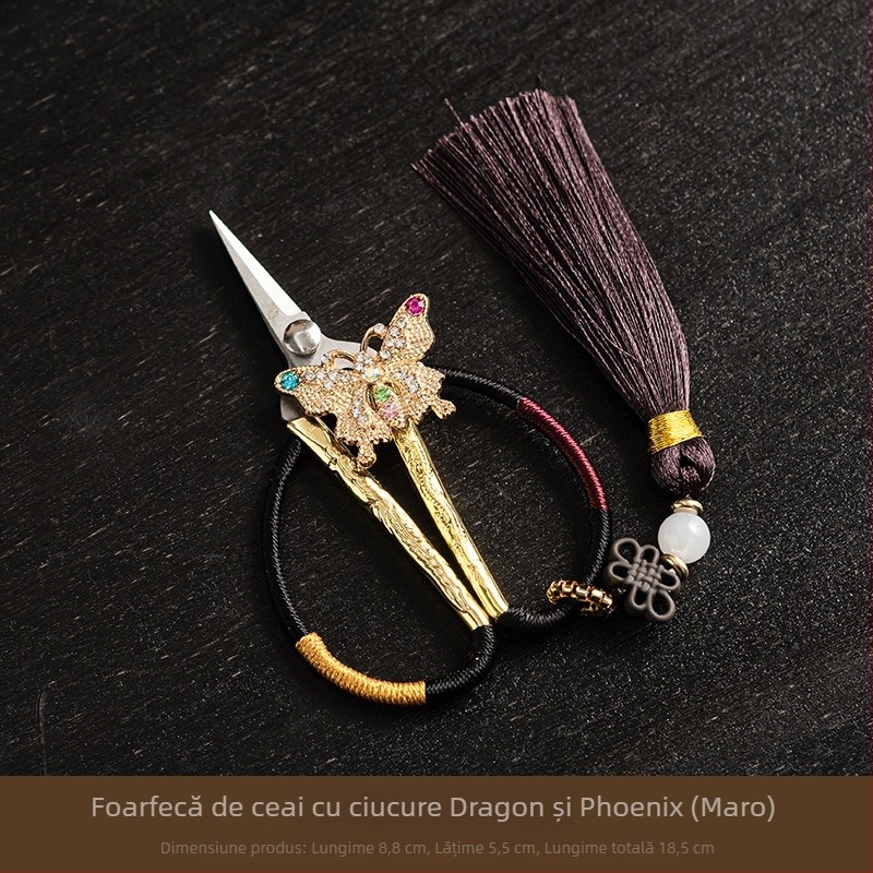 Foarfece de ceai cu mâner în formă de fluture, destinate pliculețelor de ceai, accesorii pentru ceremonia ceaiului, Zen – arta ceaiului, foarfecă mică de ceai, cuțit de ceai retro