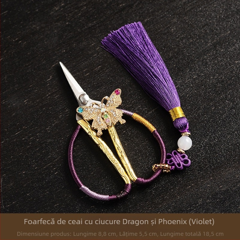 Foarfece de ceai cu mâner în formă de fluture, destinate pliculețelor de ceai, accesorii pentru ceremonia ceaiului, Zen – arta ceaiului, foarfecă mică de ceai, cuțit de ceai retro