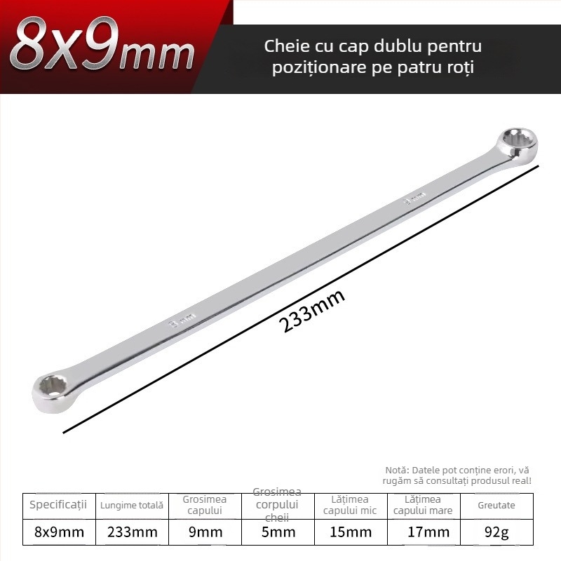Set extins de unelte auto: cheie de aliniere pentru patru roți, cheie dublă plată tip aviație, trusă de unelte pentru reparații auto