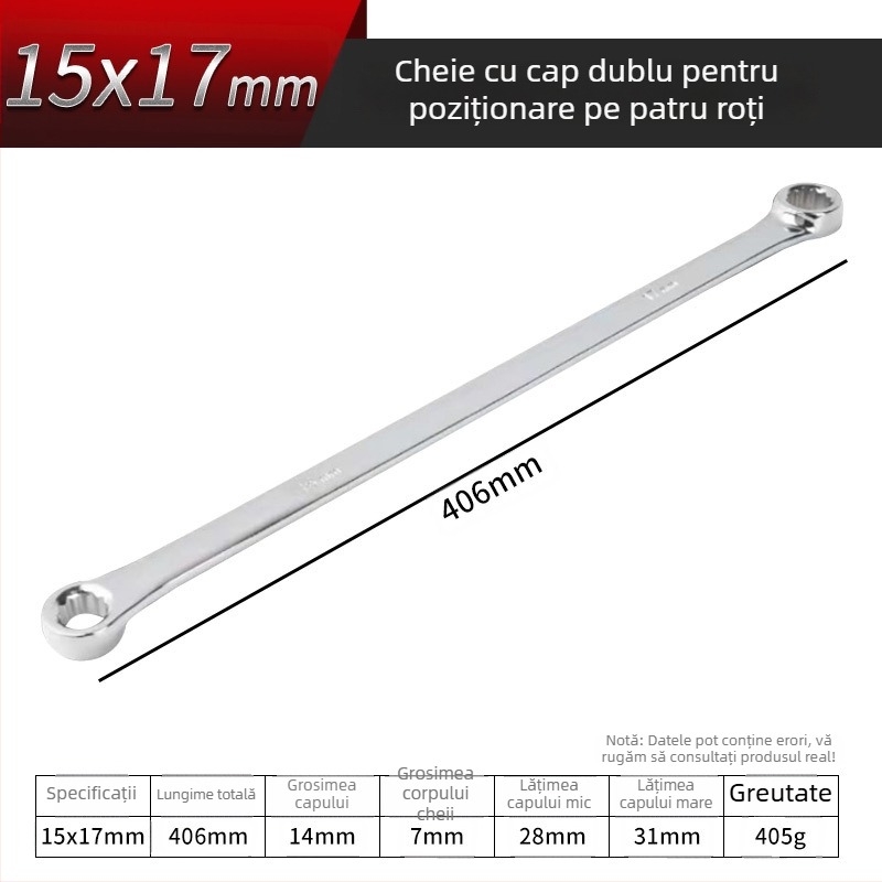 Set extins de unelte auto: cheie de aliniere pentru patru roți, cheie dublă plată tip aviație, trusă de unelte pentru reparații auto