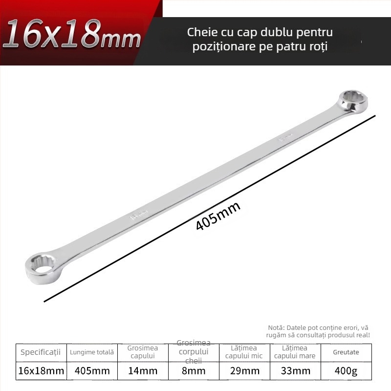 Set extins de unelte auto: cheie de aliniere pentru patru roți, cheie dublă plată tip aviație, trusă de unelte pentru reparații auto