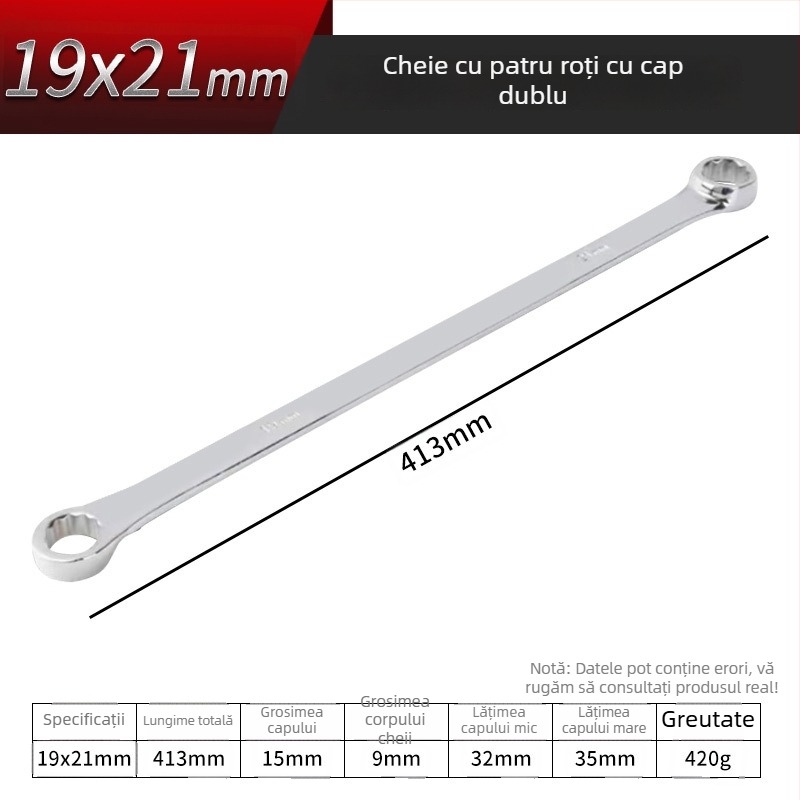 Set extins de unelte auto: cheie de aliniere pentru patru roți, cheie dublă plată tip aviație, trusă de unelte pentru reparații auto