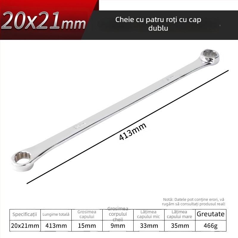 Set extins de unelte auto: cheie de aliniere pentru patru roți, cheie dublă plată tip aviație, trusă de unelte pentru reparații auto