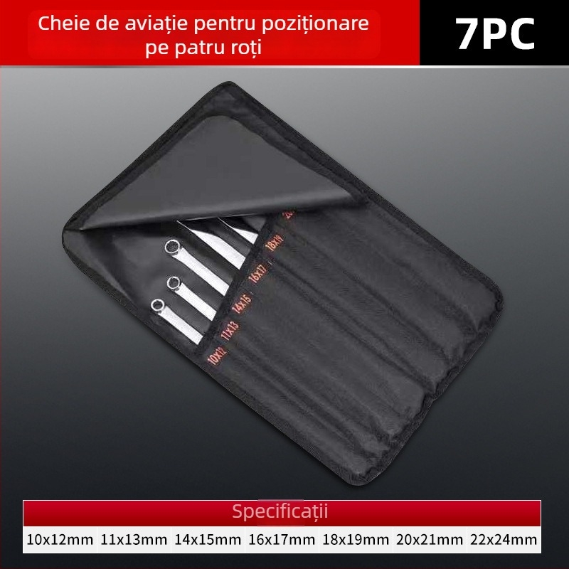 Set extins de unelte auto: cheie de aliniere pentru patru roți, cheie dublă plată tip aviație, trusă de unelte pentru reparații auto