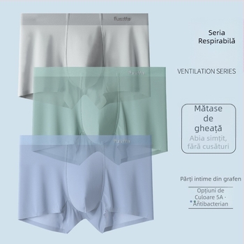 Boxeri bărbați fără cusătură, grafen, respirabili, uni, talie medie