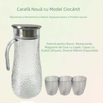 Cană de apă rece cu model ciocănit și puncte, corp din plastic, capac din oțel inoxidabil, pentru catering