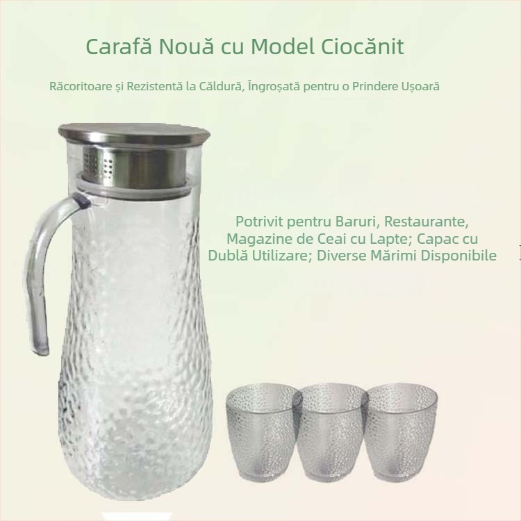 Cană de apă rece cu model ciocănit și puncte, corp din plastic, capac din oțel inoxidabil, pentru catering