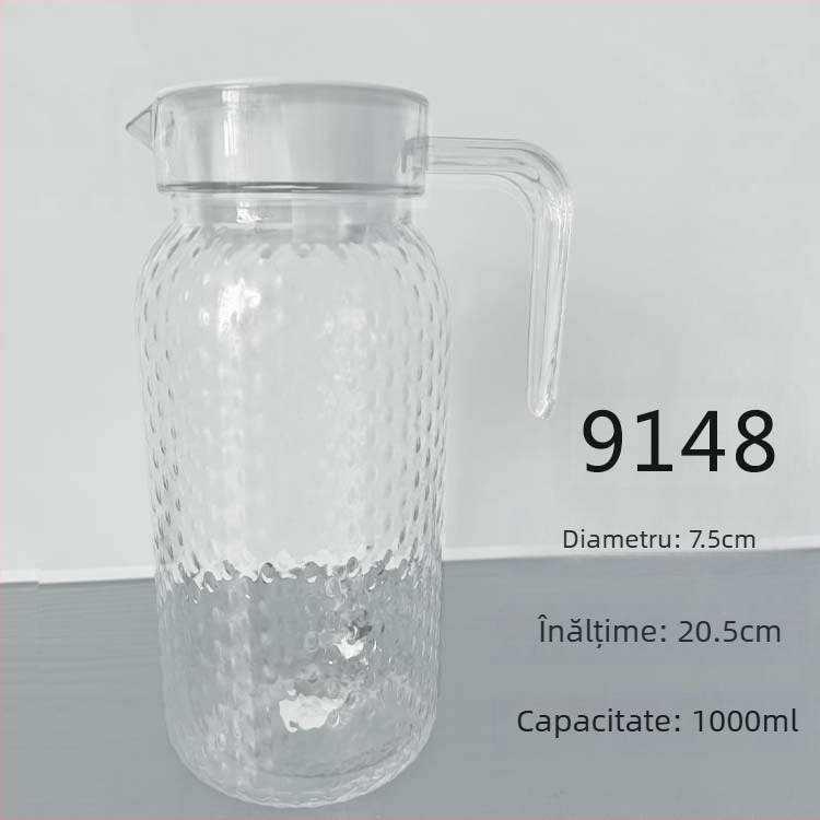 Cană de apă rece cu model ciocănit și puncte, corp din plastic, capac din oțel inoxidabil, pentru catering