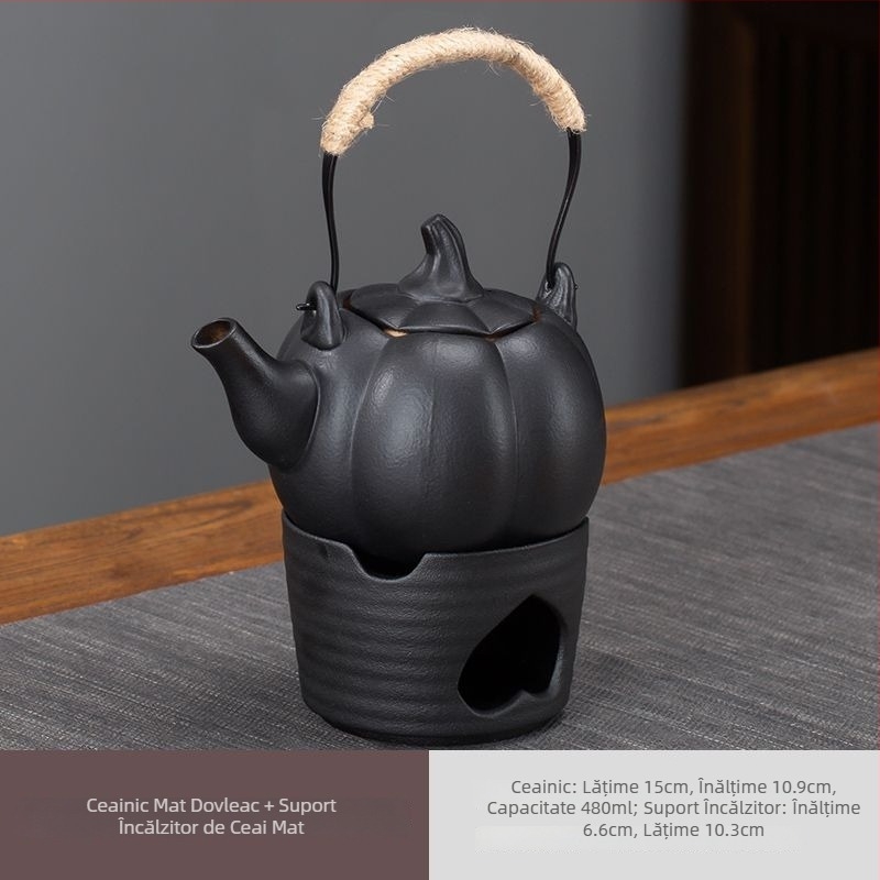 Set de ceai ceramic Kung Fu pentru prepararea ceaiului la foc deschis, cu oală de dovleac, ceainic și set pentru aragaz exterior