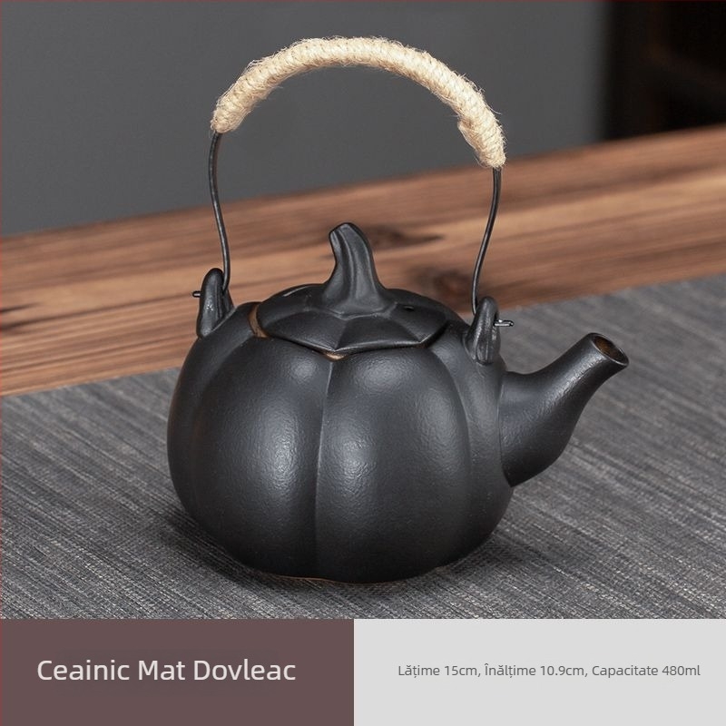 Set de ceai ceramic Kung Fu pentru prepararea ceaiului la foc deschis, cu oală de dovleac, ceainic și set pentru aragaz exterior
