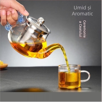 Ceainic din sticlă cu filtru din oțel inoxidabil pentru uz casnic și birou